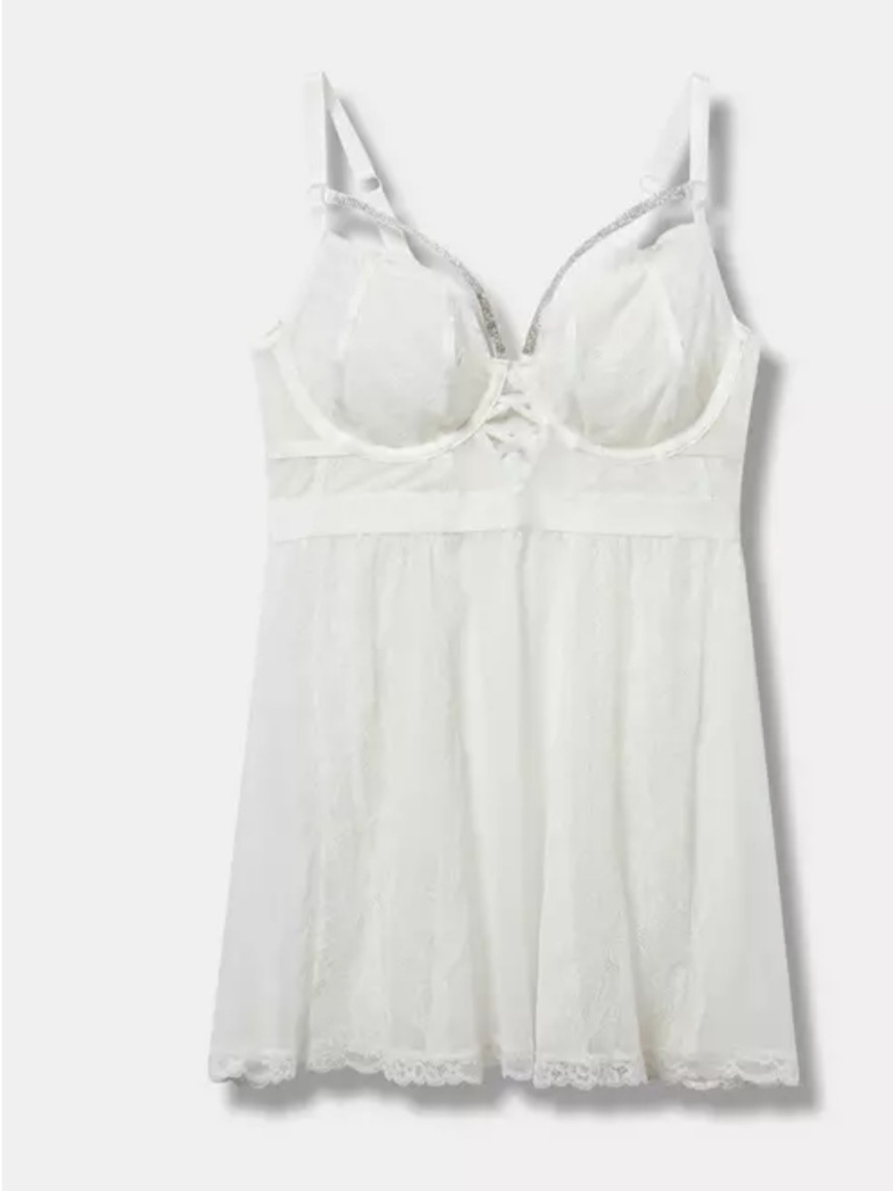 Torrid White Diamante Lace Underwire Babydoll Lingerie Size 2 18/20